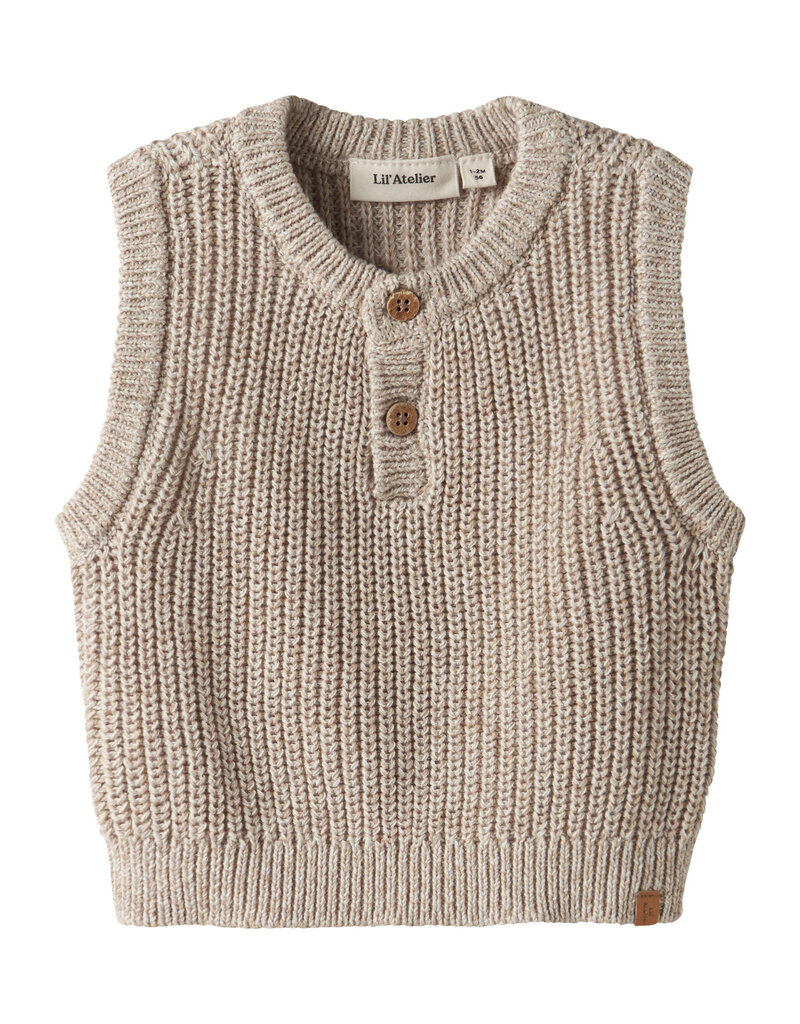 Lil' Atelier Rokko Knit Vest Baby Oxford Tan Melange