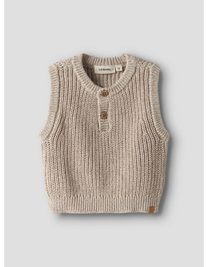 Lil' Atelier Rokko Knit Vest Baby Oxford Tan Melange