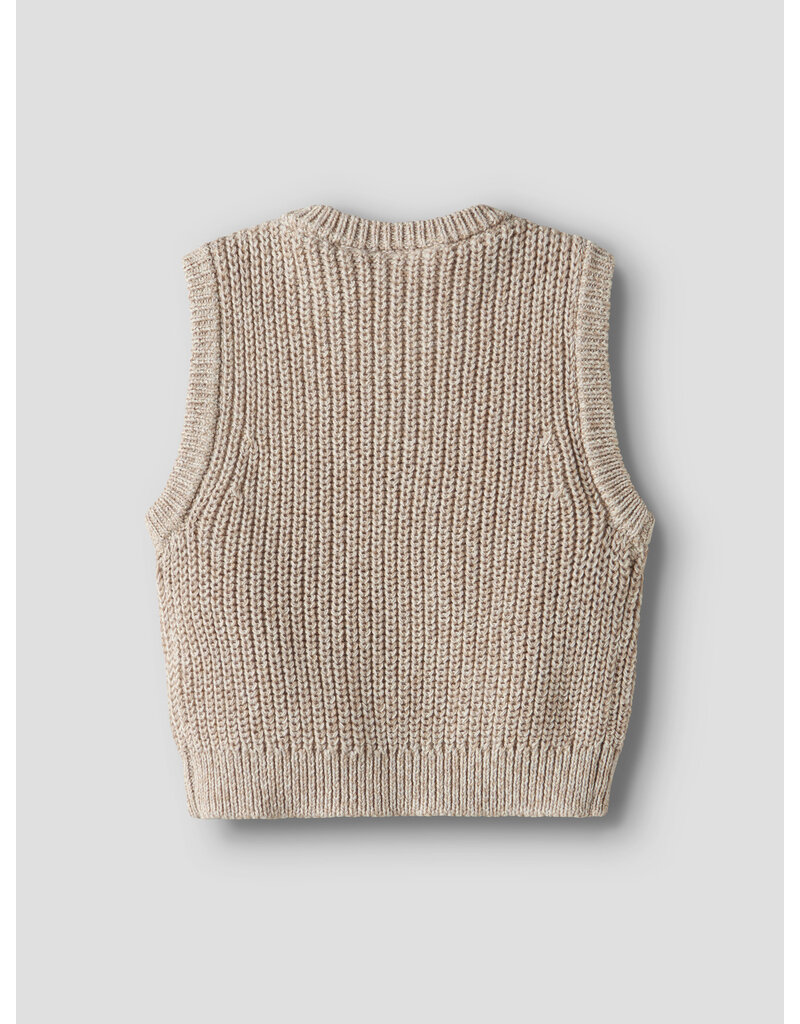 Lil' Atelier Rokko Knit Vest Baby Oxford Tan Melange