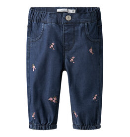 name it Rose Shaped emb Jeans Dark Blue Flower