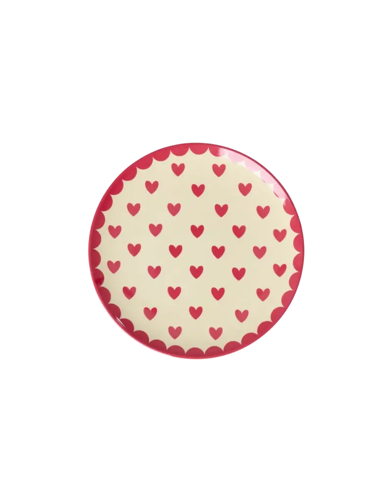 Rice Melamine Gebaksbord met Favorite Hearts Print - Red Kiss - Small