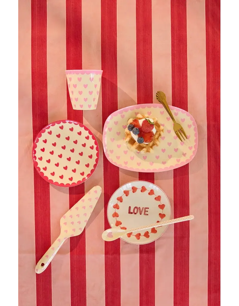 Rice Melamine Gebaksbord met Favorite Hearts Print - Red Kiss - Small