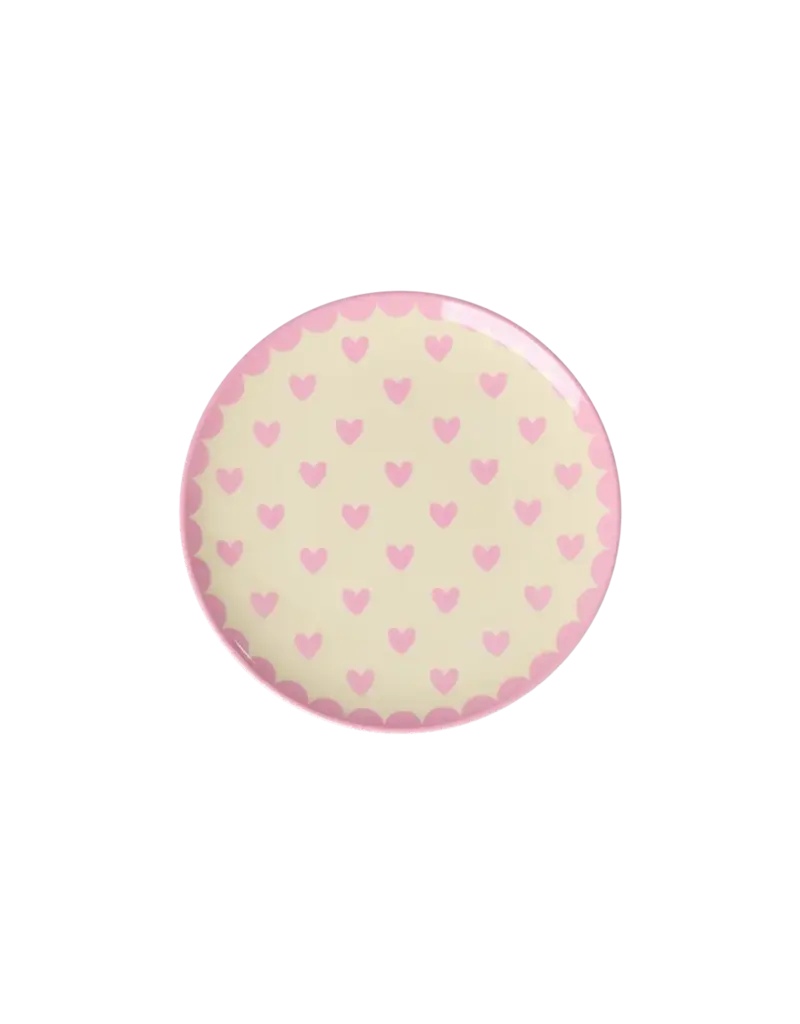 Rice Melamine Gebaksbord met Favorite Hearts Dark Pink