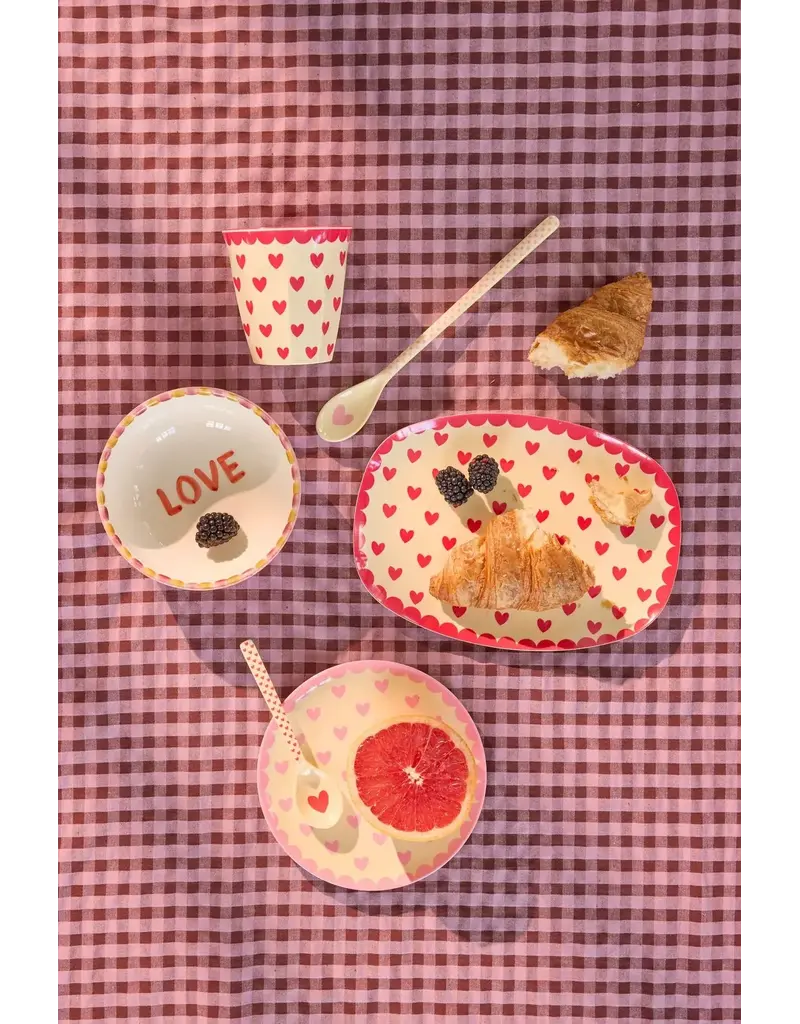Rice Melamine Gebaksbord met Favorite Hearts Dark Pink