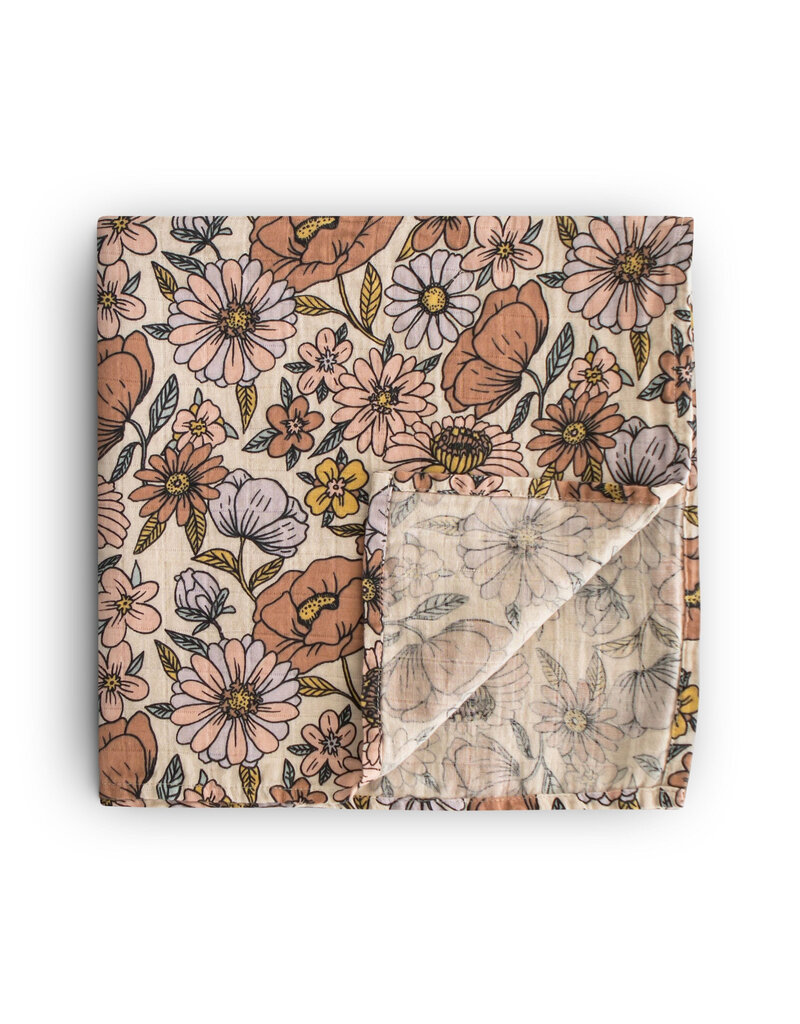 Mushie Swaddle Retro Flowers