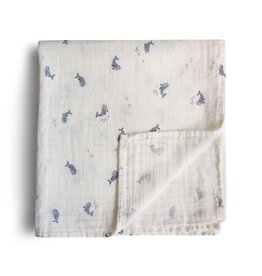 Mushie Swaddle 120x120CM Whales