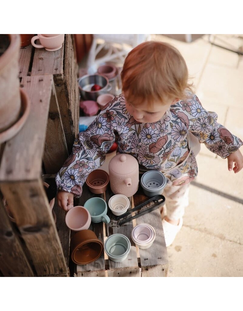 Mushie Slab Lange mouw Retro Flowers 6-12MND