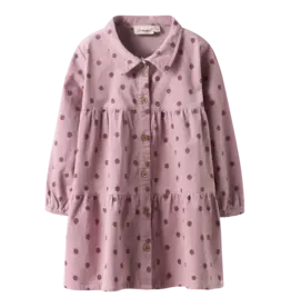 Lil' Atelier Somba Loose Cord Dress Violet Ice Dots