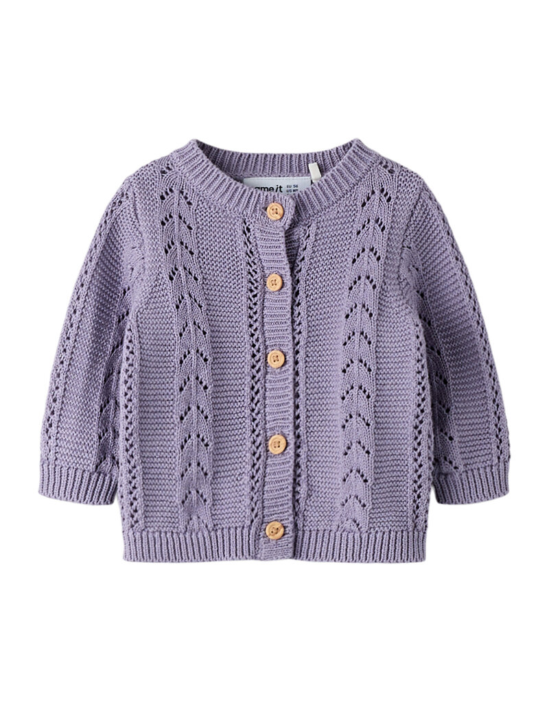 name it Tandra Knit Cardigan Lavender Gray