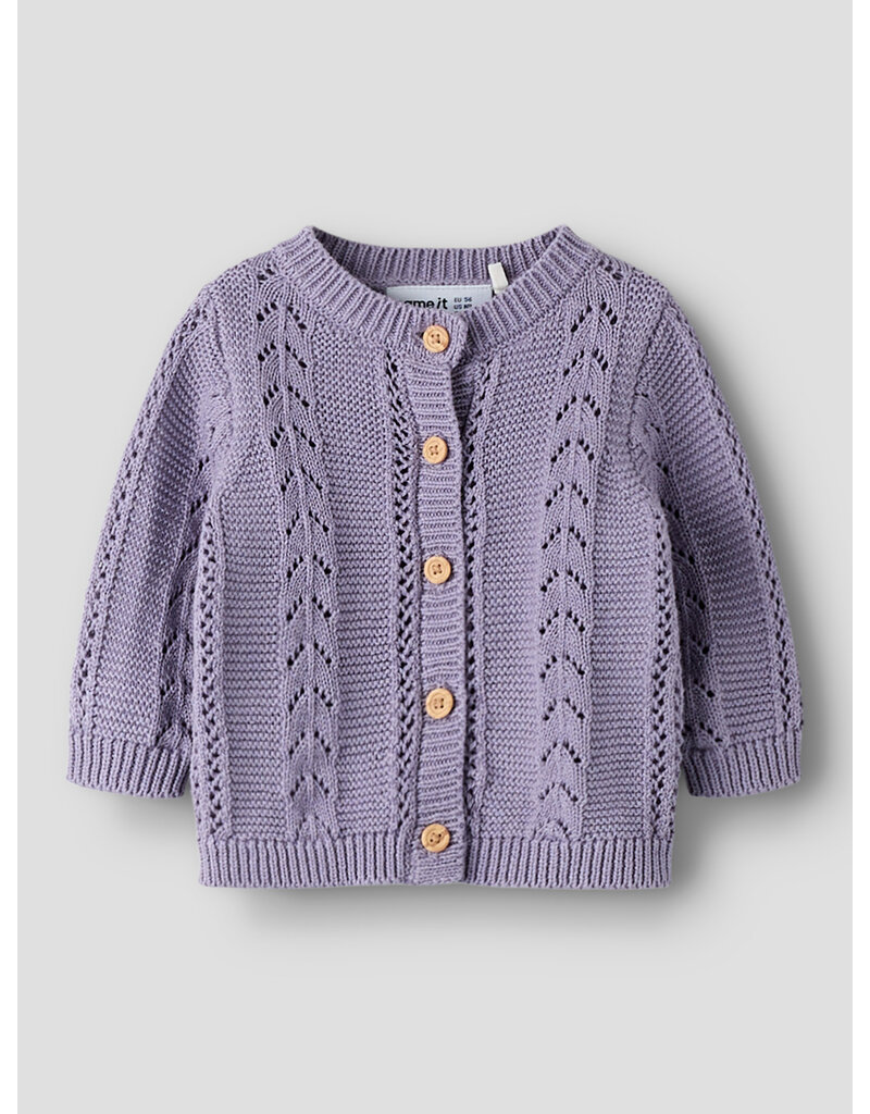 name it Tandra Knit Cardigan Lavender Gray