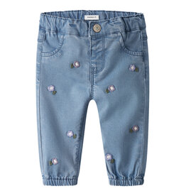 name it Rose Shaped emb Jeans Denim Blue Flower