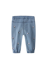 name it Rose Shaped emb Jeans Denim Blue Flower