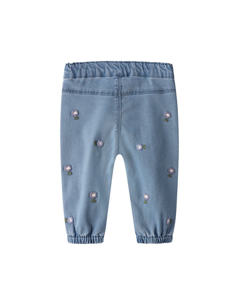 name it Rose Shaped emb Jeans Denim Blue Flower