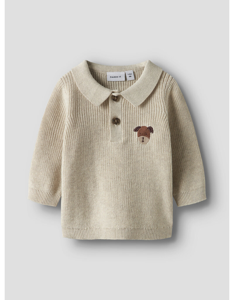 name it Tant Knit Polo Peyote Melange