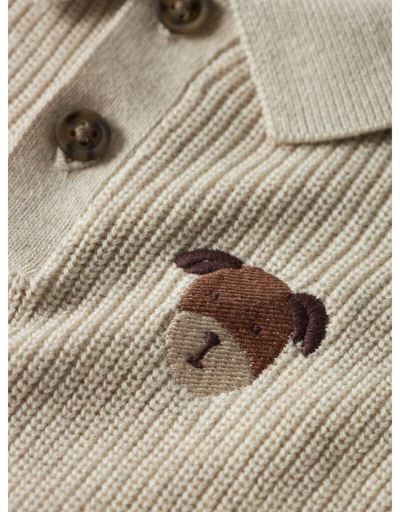 name it Tant Knit Polo Peyote Melange