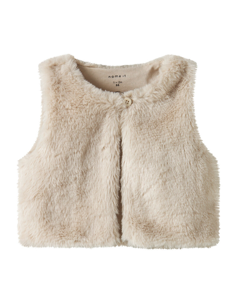 name it Tacathy Fake Fur Vest Pumice Stone