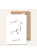Juulz Illustrations & Design Gevouwen Kaart Gans - Welkom Kleintje