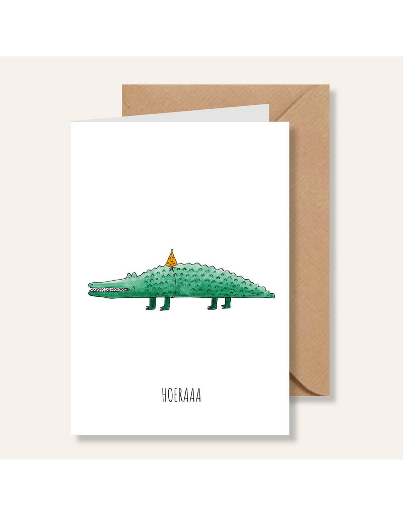 Juulz Illustrations & Design Gevouwen Kaart Krokodil - Hoeraaa