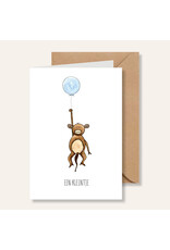 Juulz Illustrations & Design Gevouwen Kaart Aap - Een kleintje