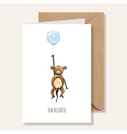 Juulz Illustrations & Design Gevouwen Kaart Aap - Een kleintje