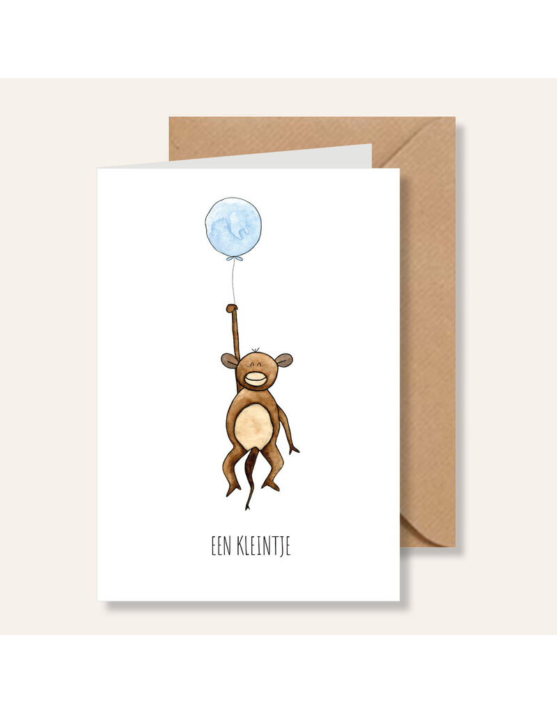 Juulz Illustrations & Design Gevouwen Kaart Aap - Een kleintje
