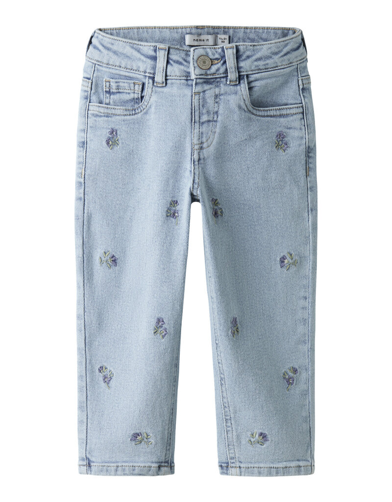 name it Bella Mom Emb Jeans Light Blue Denim Flower