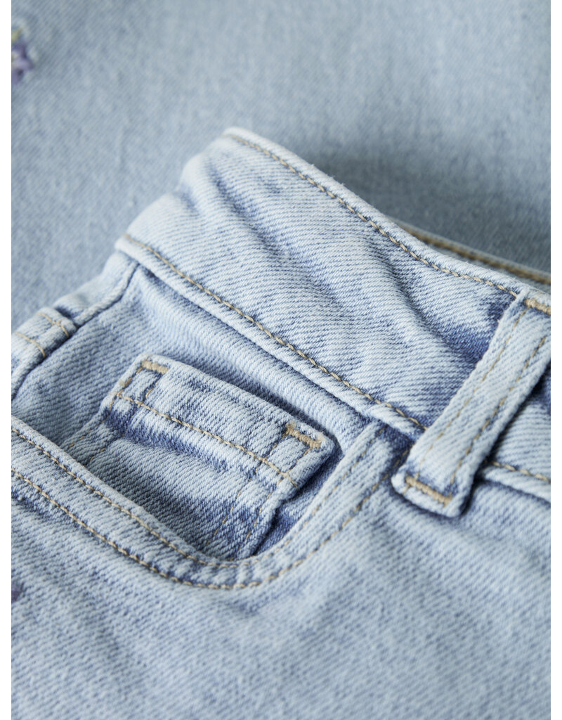 name it Bella Mom Emb Jeans Light Blue Denim Flower