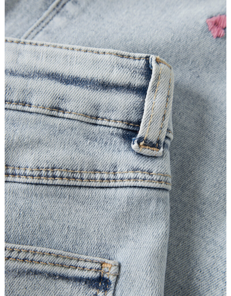 name it Rose Wide emb Jeans Light Blue Bleached Denim