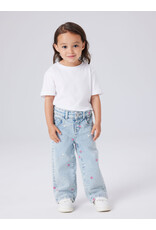 name it Rose Wide emb Jeans Light Blue Bleached Denim