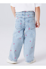 name it Rose Wide emb Jeans Light Blue Bleached Denim