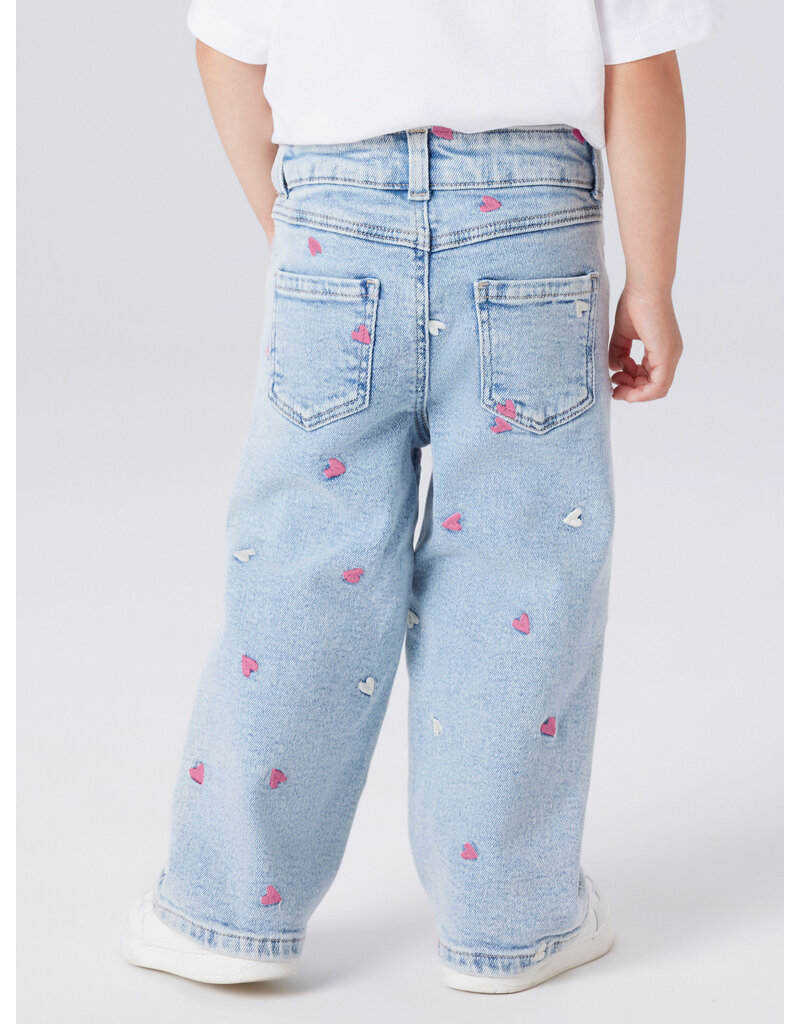 name it Rose Wide emb Jeans Light Blue Bleached Denim