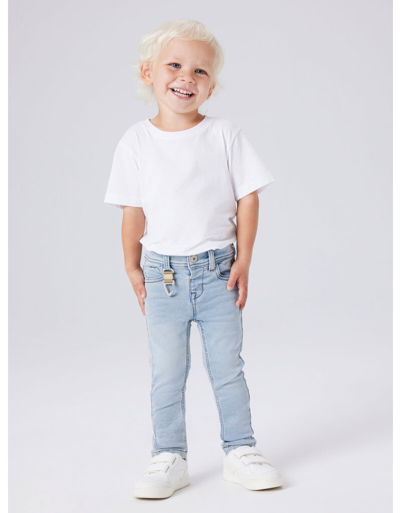 name it Theo Thayer Key Pants Light Blue Bleached Denim