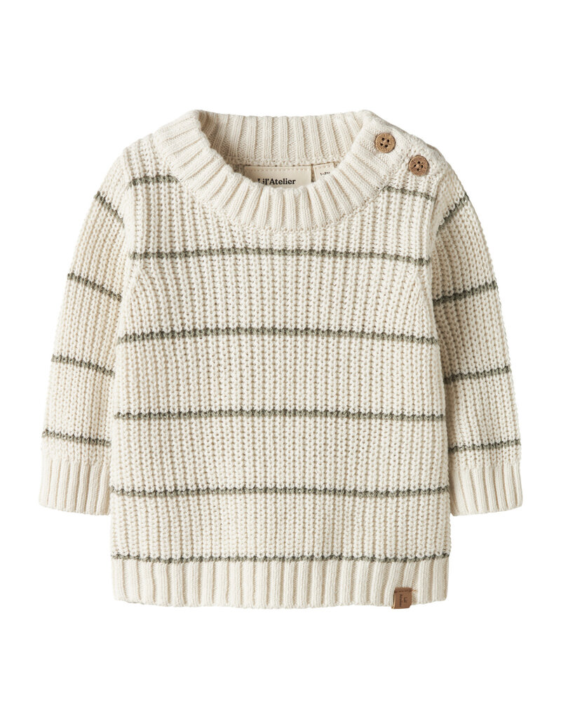 Lil' Atelier Emlen Knit Stripe Top Coconut Milk
