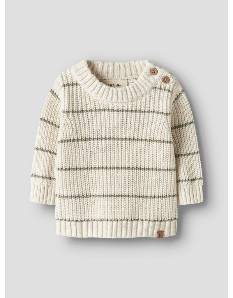Lil' Atelier Emlen Knit Stripe Top Coconut Milk