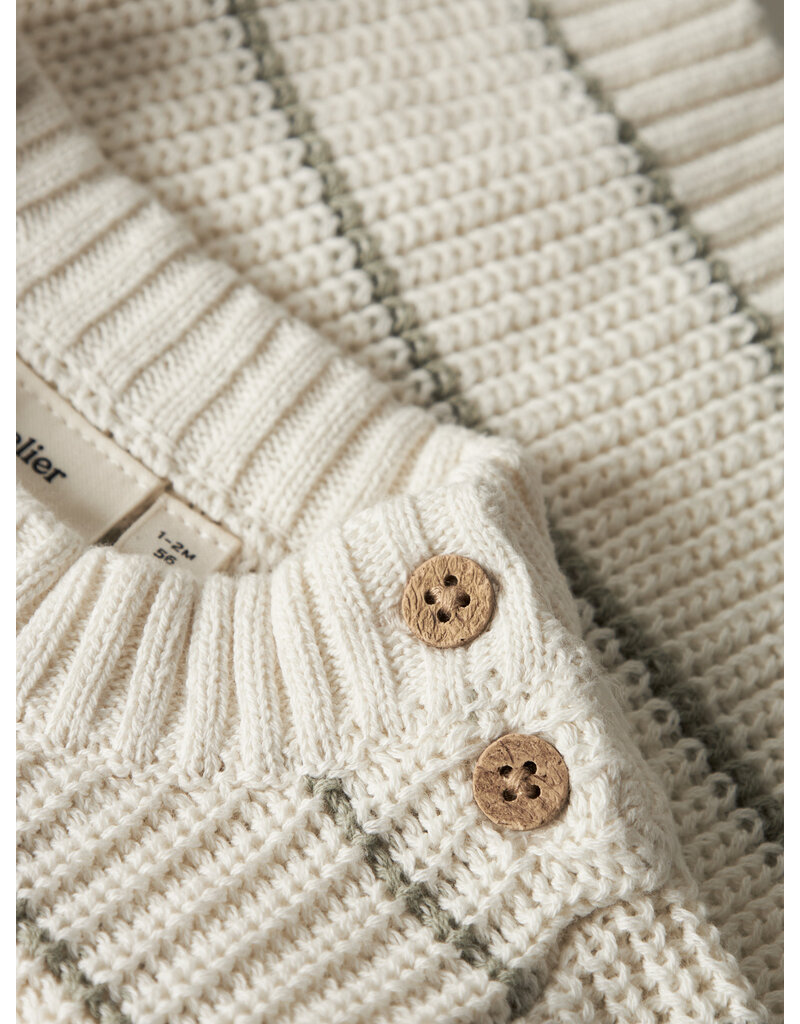 Lil' Atelier Emlen Knit Stripe Top Coconut Milk