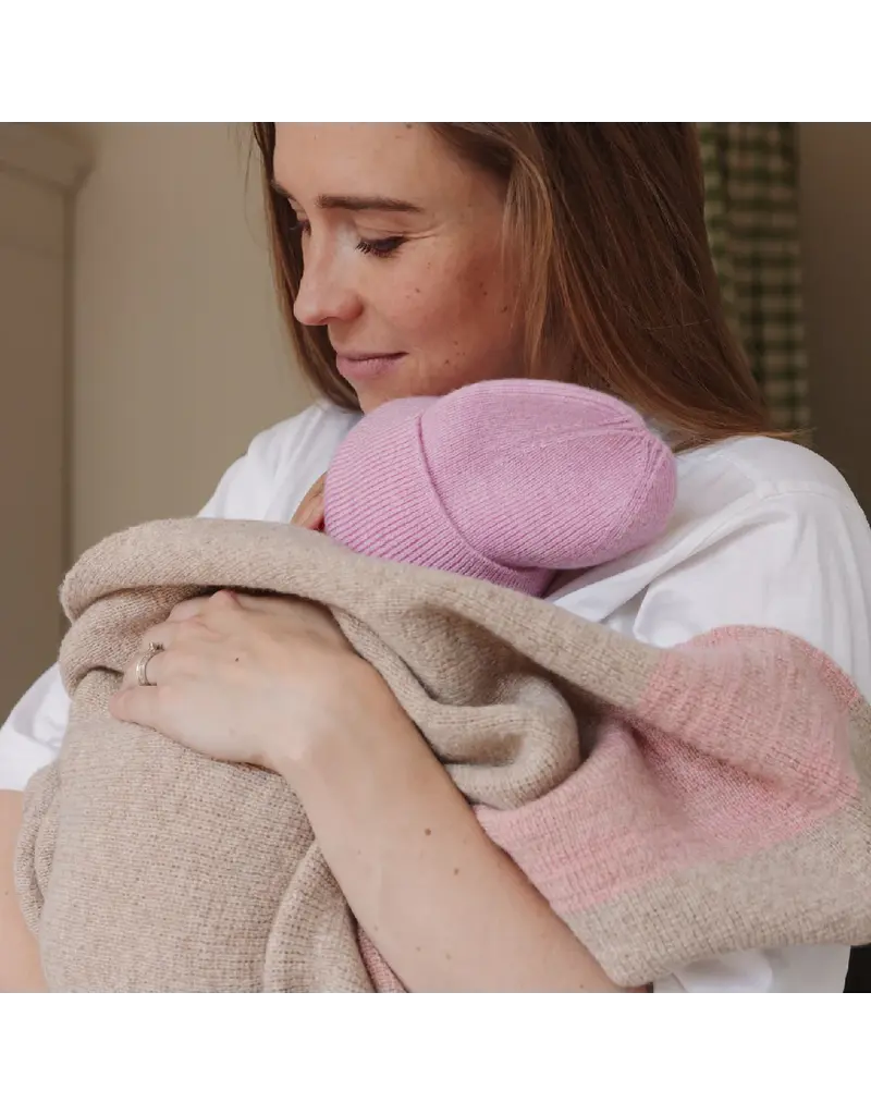 Hvid Beanie Fonzie (0-6M) Cotton Candy