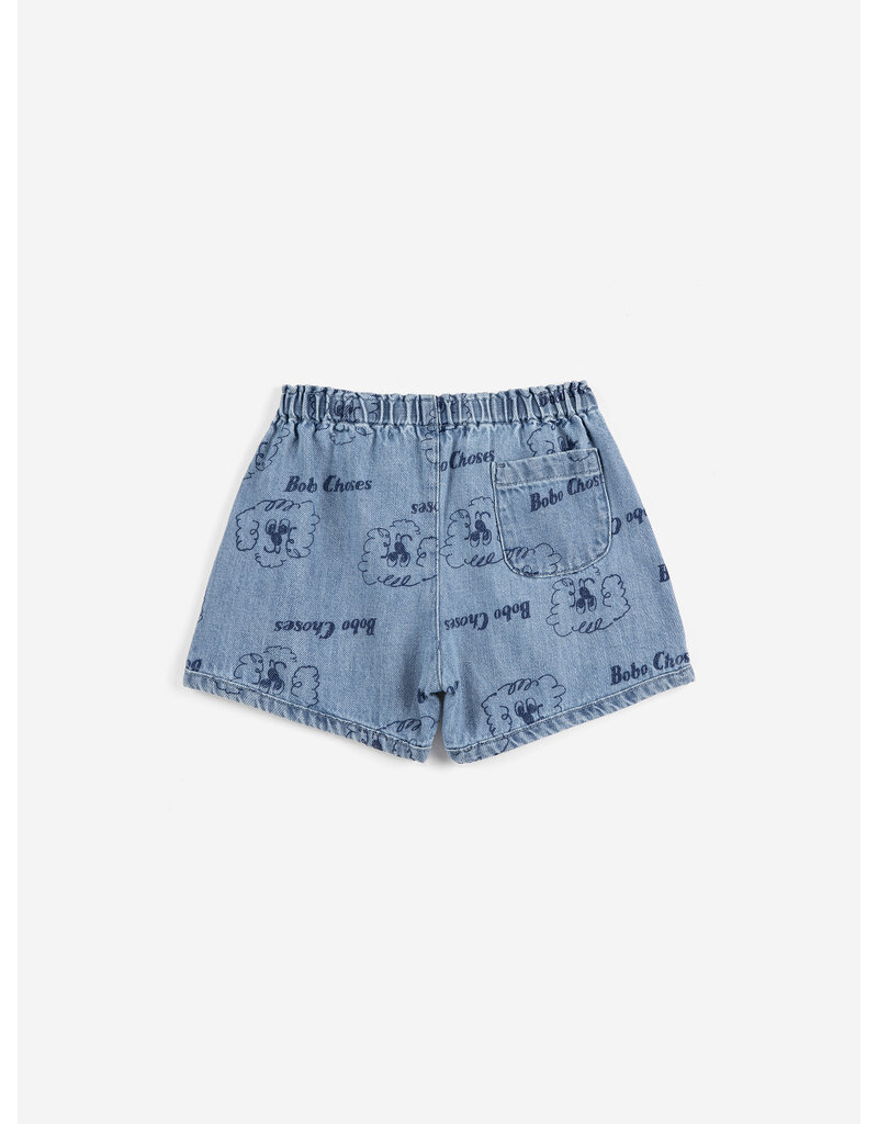 Bobo Choses Pickles The Dog all over Denim Short Baby