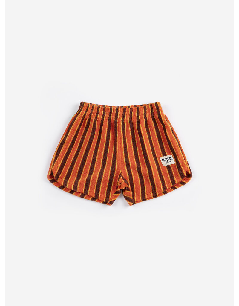 Bobo Choses Striped Brick Terry Cloth Shorts Orange