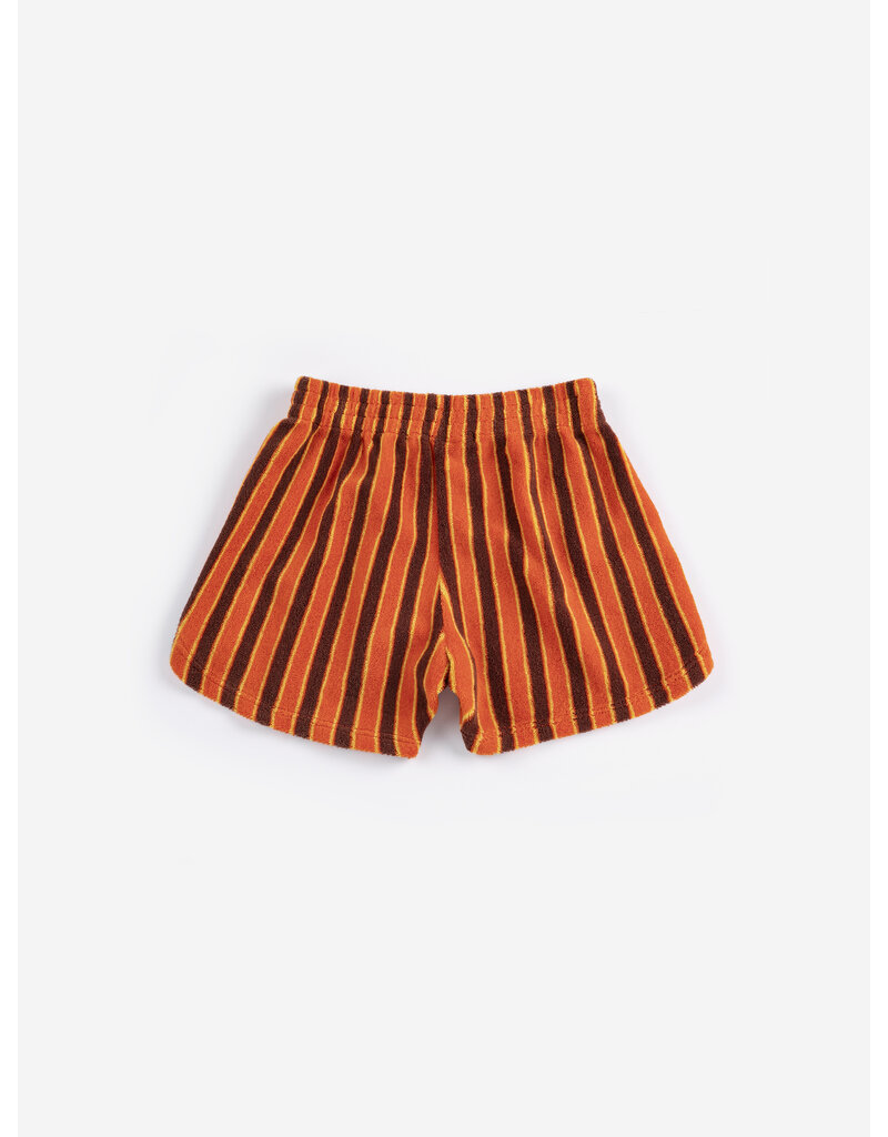 Bobo Choses Striped Brick Terry Cloth Shorts Orange