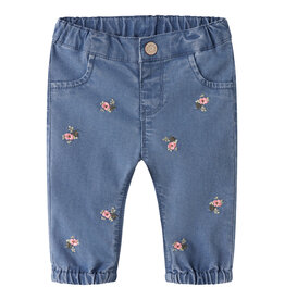 name it Rose Shaped emb Jeans Medium Blue Flower