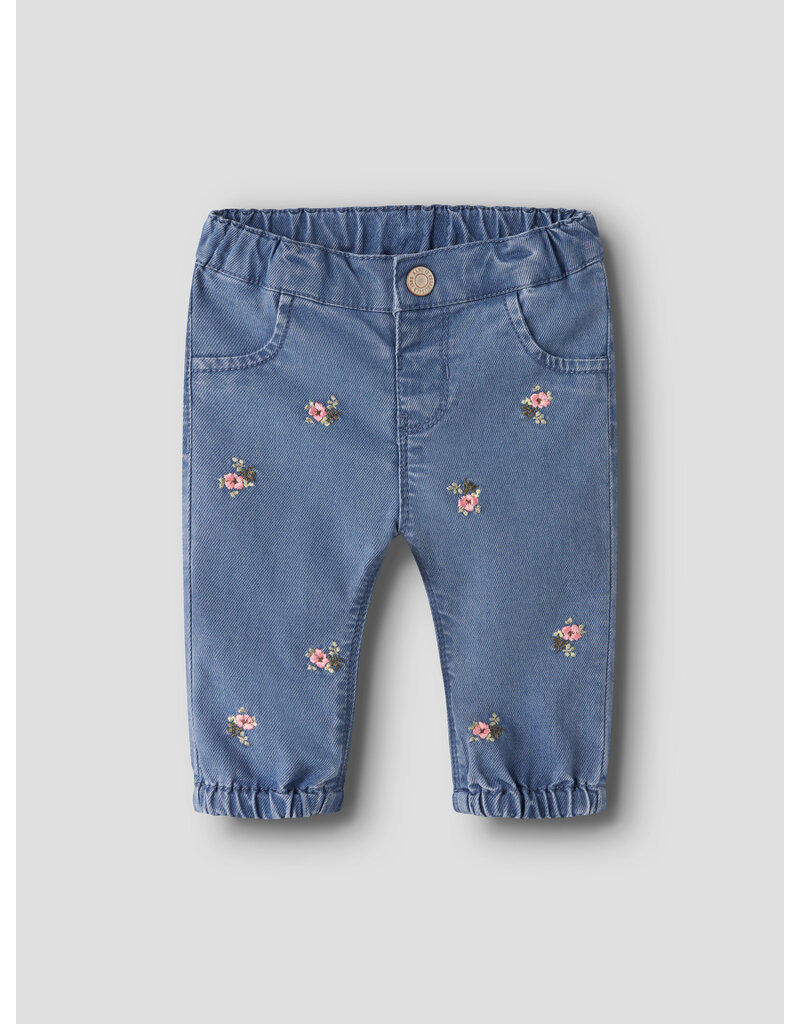 name it Rose Shaped emb Jeans Medium Blue Flower