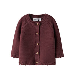 name it Balsam Knit Cardigan Oxblood Red
