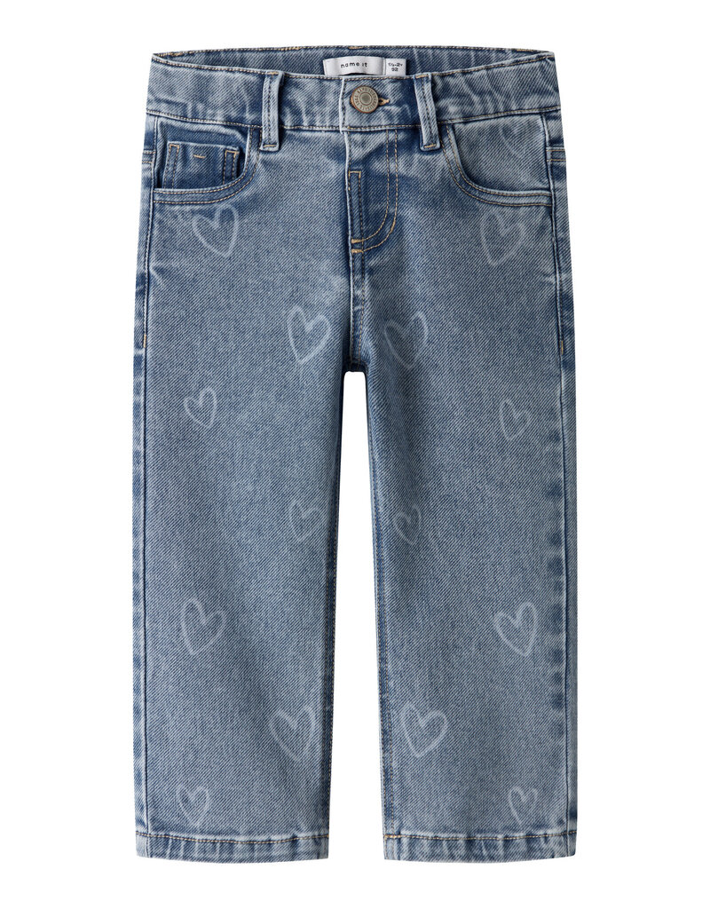 name it Rose Straight Laser Jeans Medium Blue Denim