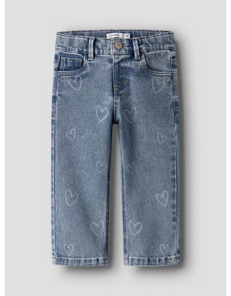 name it Rose Straight Laser Jeans Medium Blue Denim