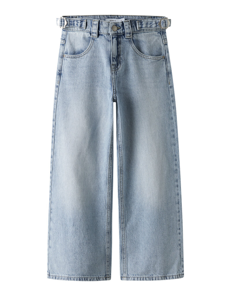 name it Bella Skater Buckle Jeans Light Blue Bleached Denim