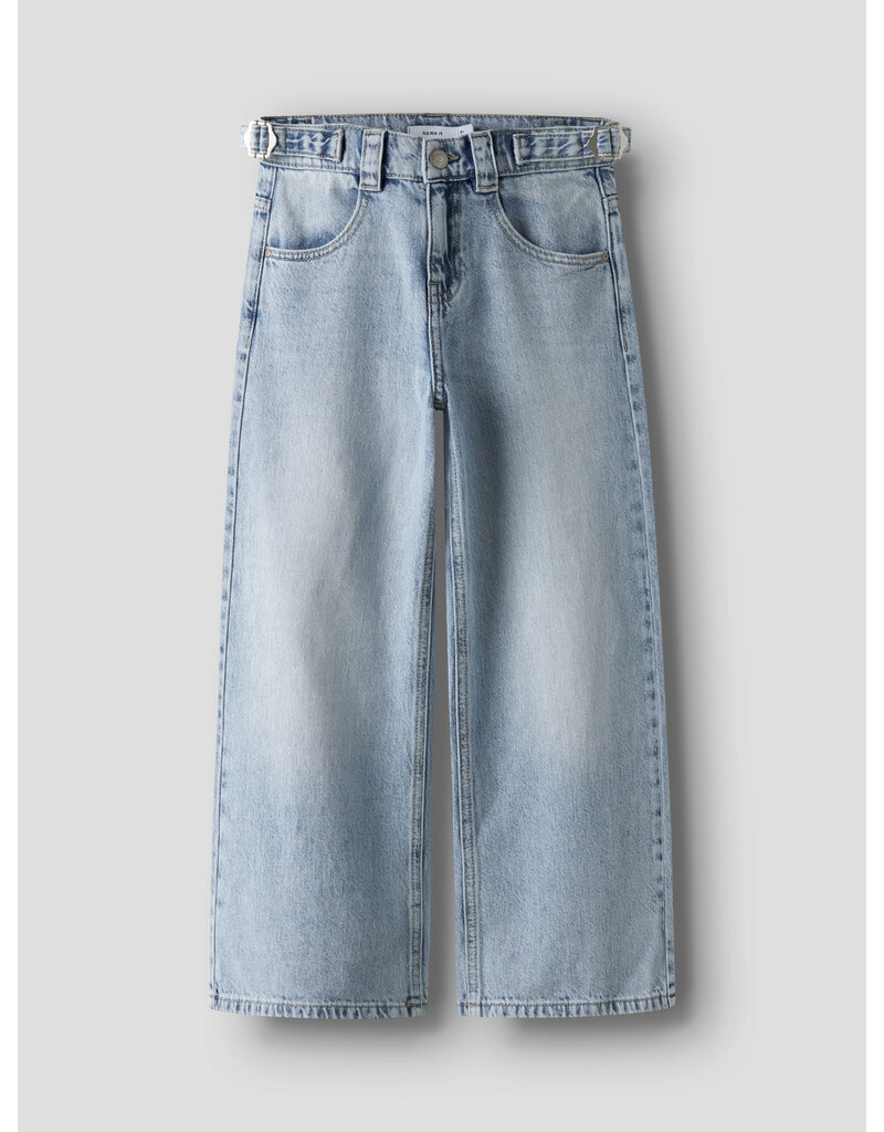 name it Bella Skater Buckle Jeans Light Blue Bleached Denim