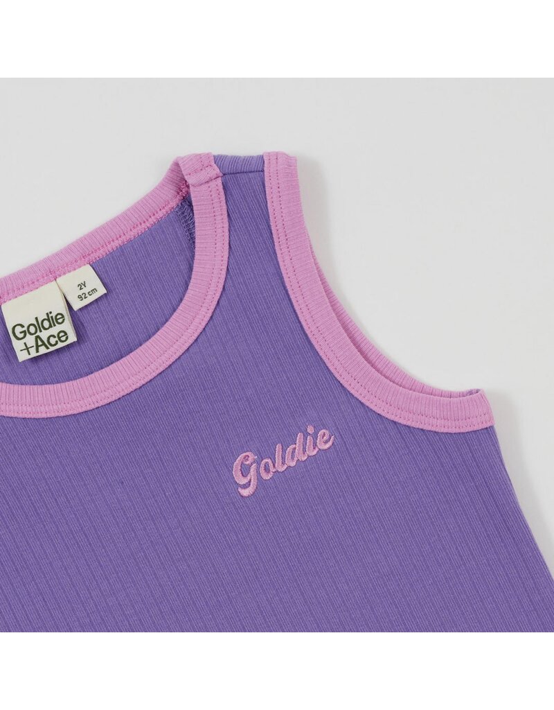 Goldie + Ace Embroidered Colour Pop Rib Singlet Purple/Pink