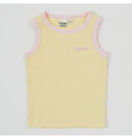 Goldie + Ace Embroidered Colour Pop Rib Singlet Yellow/Pink