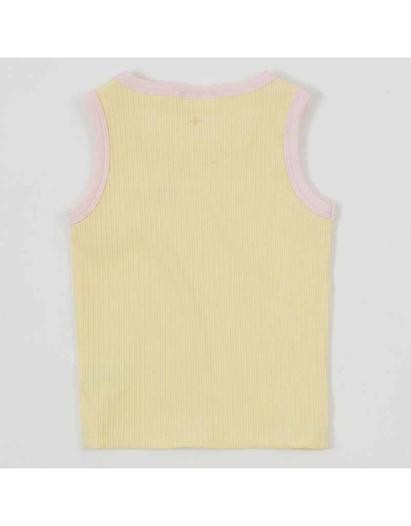 Goldie + Ace Embroidered Colour Pop Rib Singlet Yellow/Pink