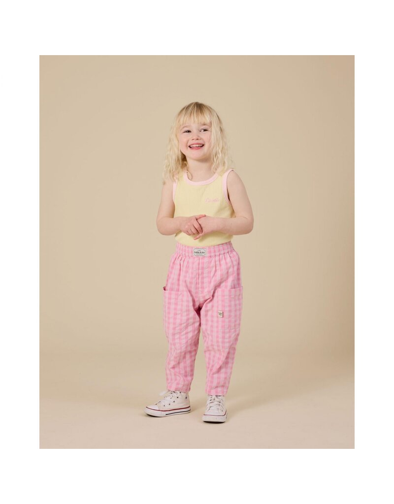 Goldie + Ace Embroidered Colour Pop Rib Singlet Yellow/Pink